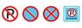 Set of no parking signs. Car no parking icons. No parking place sign.No parking icon. Vector illustration. Isolated