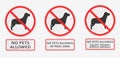 No pets allowed. Set of signs. Royalty Free Stock Photo