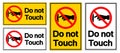 Set of No Touch Safety Warning Signs with Iconic Hand Illustrations Royalty Free Stock Photo