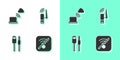 Set No Wi-Fi wireless internet, Network cloud connection, USB cable cord and Usb adapter icon. Vector Royalty Free Stock Photo