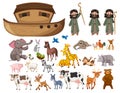 Set of Noah Ark animals and objects Royalty Free Stock Photo