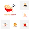 Set of noodle food logo design vector, Illustration Noodle design template, Icon Symbol