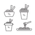 Set of noodle vector illustration with simple line design
