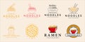 set of noodles or ramen logo line art and vintage vector illustration template icon graphic design. bundle collection of various