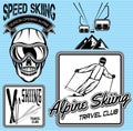 Set of nordic skiing badges and elements