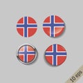 Set of NORWAY flags round badges Royalty Free Stock Photo