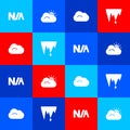 Set Not applicable, Sun and cloud, Cloud and Icicle icon. Vector