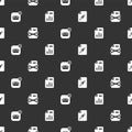 Set Note paper with push button, Delete file document, Envelope and Document graph chart on seamless pattern. Vector Royalty Free Stock Photo