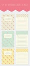 Set of notebook covers and pages with floral background and place for text.