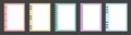 Set of notebook sheets isolated on gray background. Realistic white blanks of checkered, lined and dots paper. Different