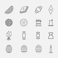 Set of Novruz - Azerbaijan traditional holiday symbols line icons