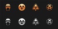 Set Nuclear reactor worker, Radioactive, Triangle with radiation and Biohazard symbol icon. Vector Royalty Free Stock Photo