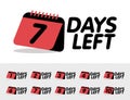 Set of number days left countdown vector illustration template, can be use for promotion, sale, landing page, template