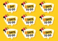 Set of number of days left to go icons with megaphone in a flat design