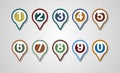 Set of Numbers. Design mapping pins Royalty Free Stock Photo