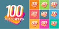 Set of numbers for followers vector illustration. Collections of icons with numbers for Celebrate of followers isolated