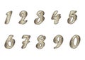 Set of numbers in golden-brown tones