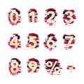 set of numbers in graffiti style, white background