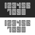 Set of numbers for modern trend monogram typography, linear calligraphy math symbols, numbers geometric shape from parallel black
