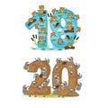 Set of numbers with number of animals from 19 to 20 Royalty Free Stock Photo