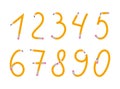 Set of numbers pencil shape font vector illustration Royalty Free Stock Photo