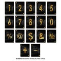 Set of numbers and signs. Alphabet on vintage playing cards. Isolated on white background. Design Royalty Free Stock Photo