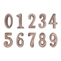 A set of numbers from zero to nine in chocolate color, highlighted on a white background.Watercolor illustration Royalty Free Stock Photo