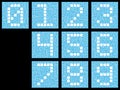 A set of numeric characters from zero to nine. Stylized numbers inside a complex maze