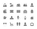 Set of Nursing Home Grey Icons. Pensioner, Hospital, Seniors, Furniture and more