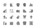 Set of Obesity and Overweight Grey Icons. Fat Face, Junk Food, Diet and more.