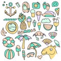 Set of objects. Background with summer elements. Royalty Free Stock Photo