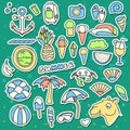 Set of objects. Background with summer elements. Royalty Free Stock Photo