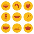 Set of objects on chinese cuisine theme