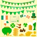 Set of objects dedicated to St. Patrick`s Day holiday.