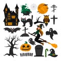 Set of objects for Halloween. Holiday symbols Royalty Free Stock Photo