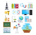 Set of objects of natural sciences. Education, science, study information. Royalty Free Stock Photo