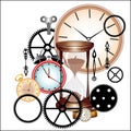 Set of objects for the report of time. Royalty Free Stock Photo