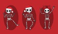 Set of objects skeleton illustration childrens winter new year