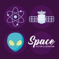 Set objects for space universe Royalty Free Stock Photo