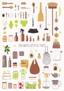 A set of objects and things. Reusable and biodegradable. Zerowaste lifestyle. Vector illustration. Flat style. Royalty Free Stock Photo