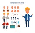 Set objects which you can create character businessman, faces, emotions.