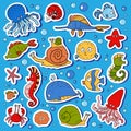 Set of ocean animals, stickers of fish Royalty Free Stock Photo