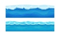 Set of ocean or sea water waves horizontal seamless background with ice vector illustration Royalty Free Stock Photo