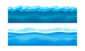 Set of ocean or sea water waves with ice set. Horizontal seamless background vector illustration Royalty Free Stock Photo