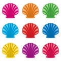 Set of of ocean shell icons, vector