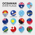 Set of Oceanian flags. Simple round-shaped flags