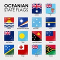Set of Oceanian flags. Simple square-shaped flags