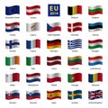 Set od European Union country flags Royalty Free Stock Photo