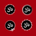 Set od Om,Aum,sacred sound,primordial mantra,word of power,pictogram, symbols of divine triad of Brahma, Vishnu and Shiva.Hand- Royalty Free Stock Photo