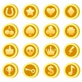 Set of Casino Slot Machine Icons, shape. Game Gambling symbols, objects. Vector illustration